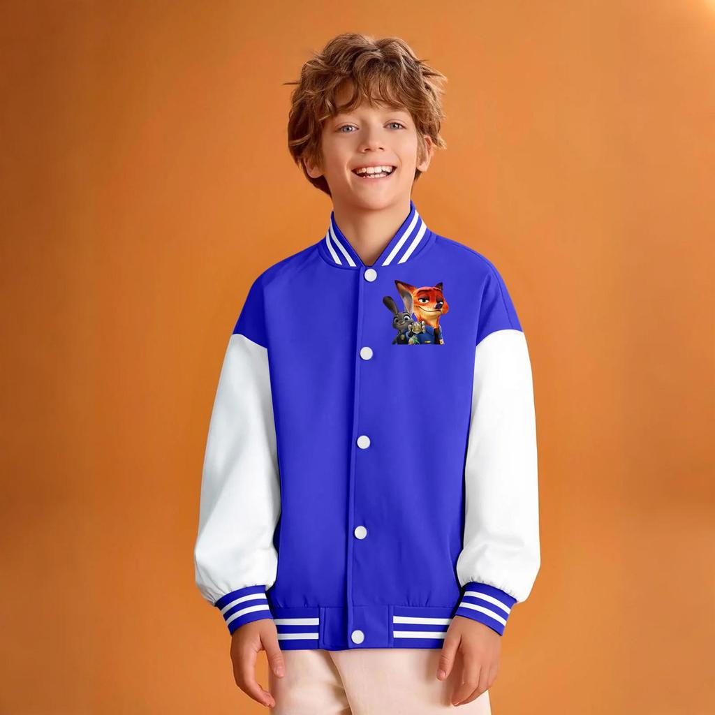 Kids' Fashionable Casual Long-Sleeved Hooded Print Jacket