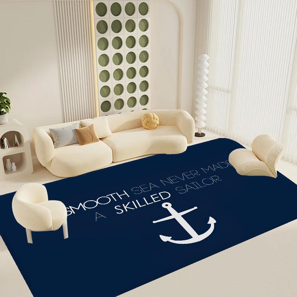 Alfombrilla de suelo con ancla náutica estilo INS suave para suelo de dormitorio casa lavadero alfombrilla antideslizante alfombras para zona de cabecera