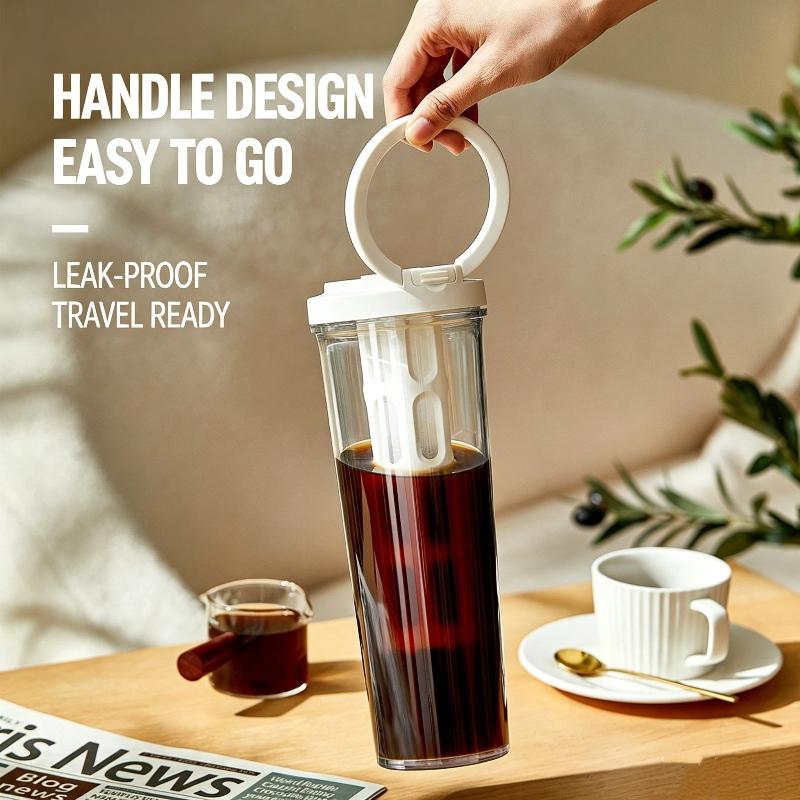 1L Manual Cold Brew Coffee Maker With Handle High-Capacity Water Bottle Summer Portable Juices Tea Fruit Coffeeware Pot