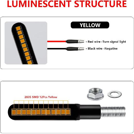 2PCS Flowing LED Motorcycle Turn Signal Lights, Aluminum Alloy 12V Super Bright Motorbike Front Rear Blinkers Indicators Fit For Harley Honda KTM