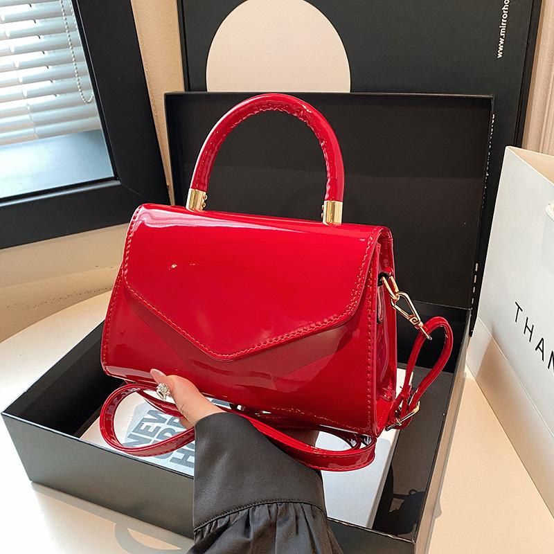 2026 Newest Fashi Simple Korean Style Lacquer Handbag For Women Single Shoulder Bag Small Square Handle Bags Gifts For Lady
