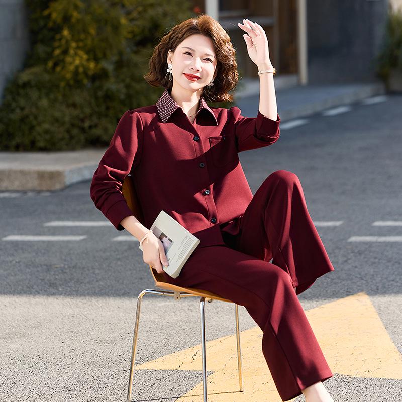 

2026 Spring Fashion: Women s Two-Piece Lapel Shirt Set - Chic and Stylish for Young to Elderly Women 3XL [120-135 lbs]