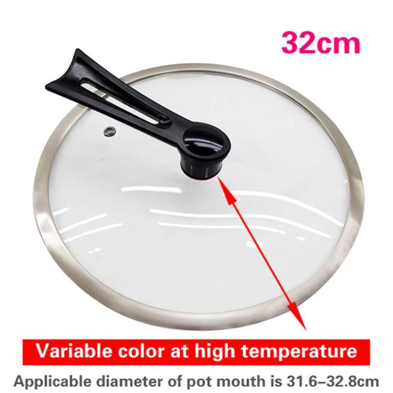 Edelstahl 16-32cm verdickter breiter Rand Perspektiven-Topfdeckel Glasdeckel für Haushalt Universal explosionsgeschützter Topfdeckel