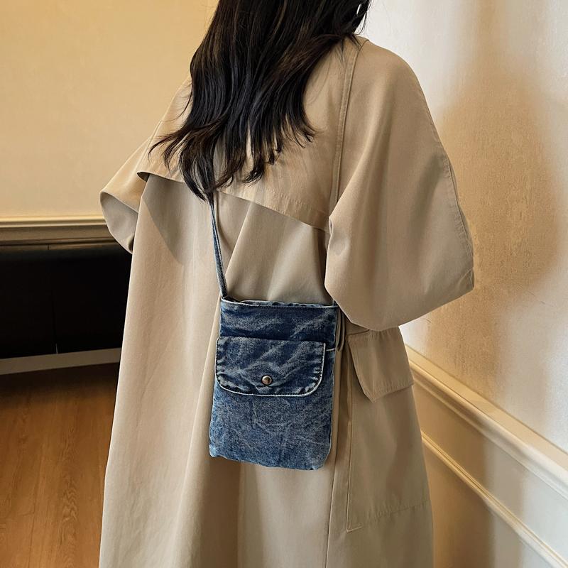 Torebka Damska Jeansowa Vintage Torba na Ramię Mała Torebka na Telefon Komórkowy