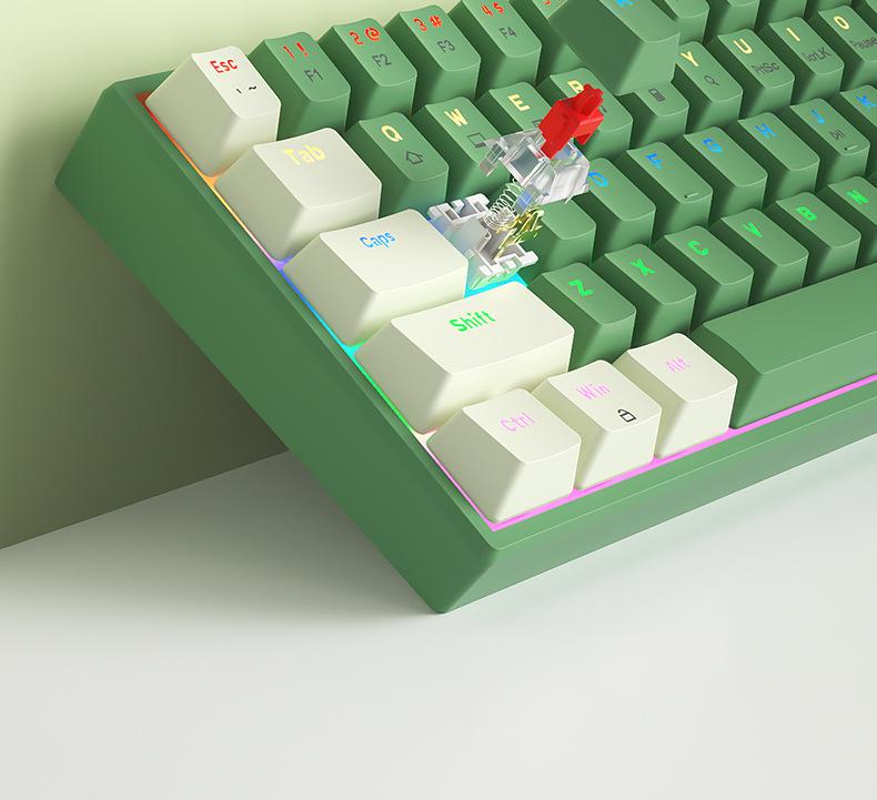 BOW Hot-Swappable Wired Mechanical Gaming Keyboard - Red/Brown Switch, 68-Key Compact Design