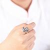 Adjustable Vintage Ethnic Totem Dragon Phoenix Ring Sterling Unisex Open Band Jewelry