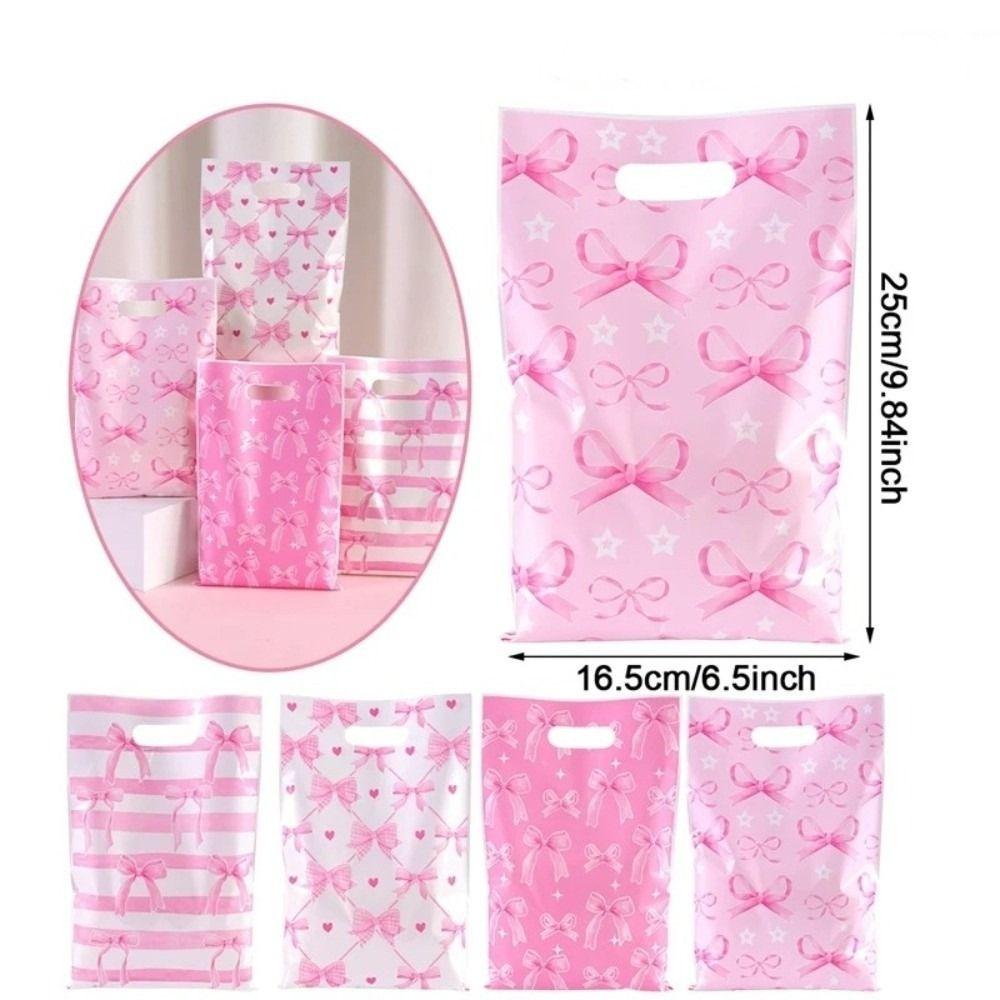 50Pcs New Pink Bow Gift Bag Birthday Party Shower Supplies Candy Bags Jewelry Bag Gift Bags For Girls Bridal Engagement