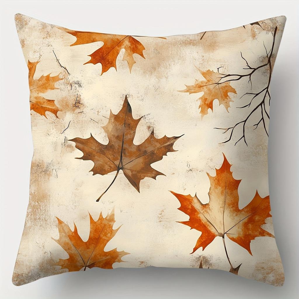 Home Decor Autumn Maple Leaves Pattern Throw Pillow Covers Pattern Cushion Cover Suitable For Sofa Bedroom Car Pillow Cover