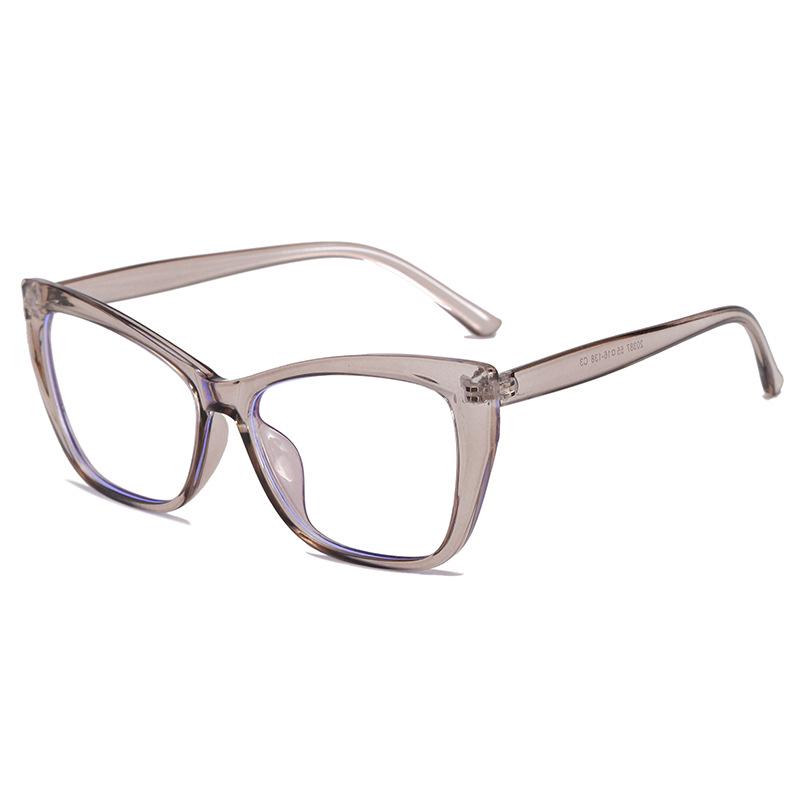 2025 Women s Retro Polygonal Cat Eye Glasses Frame with Color Block and Anti-Blue Light Flat Lenses No Degree Anti-Blue Light