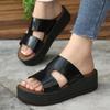 Fashion Ladies Fashion Slippers Mid Heel Anti-slip Round Head Shoes for Women Sense of Luxury Open Toes Comfortable