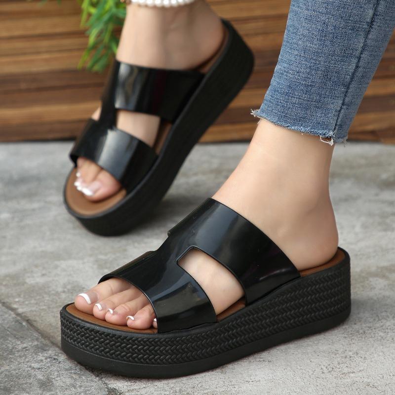 Fashion Ladies Fashion Slippers Mid Heel Anti-slip Round Head Shoes for Women Sense of Luxury Open Toes Comfortable