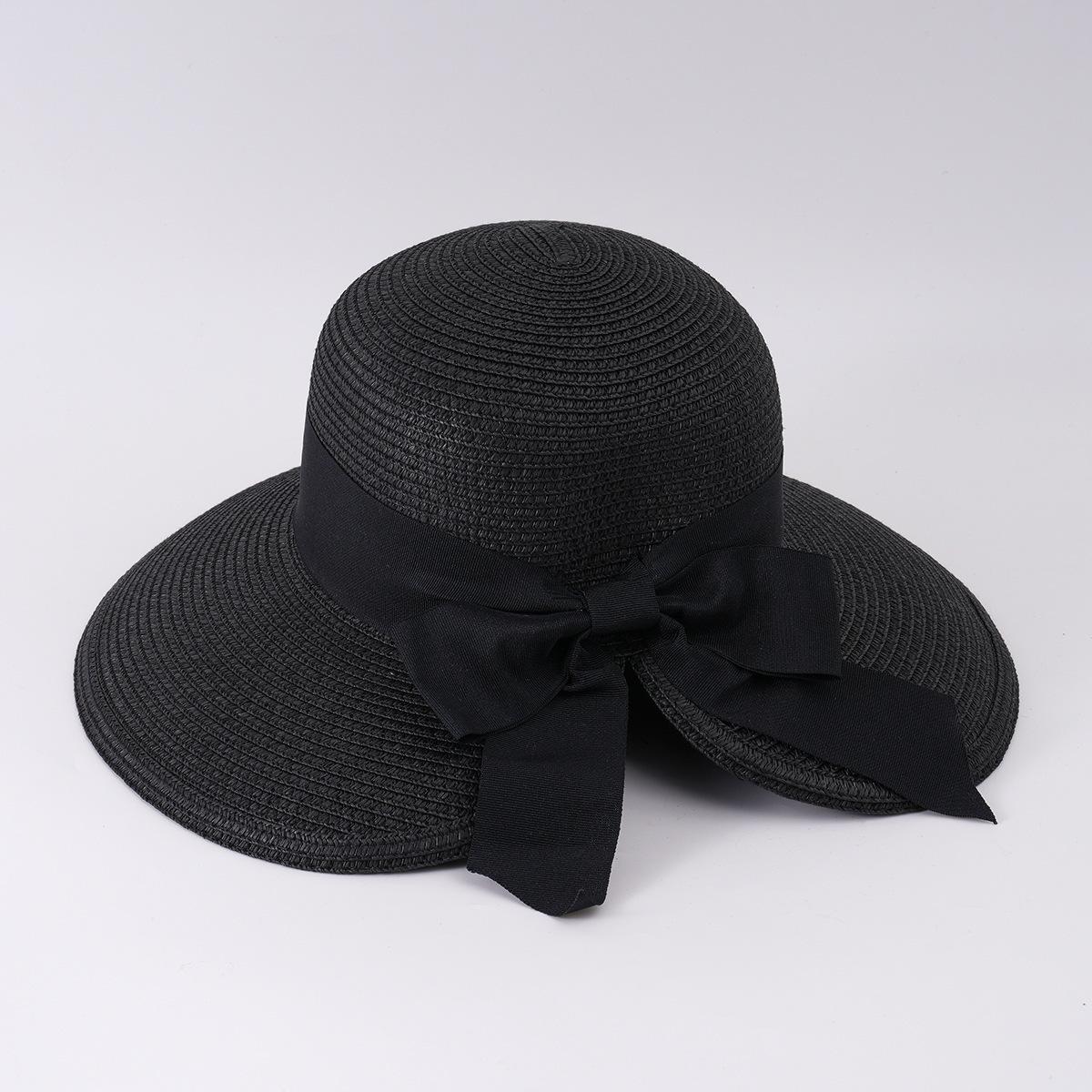 

Split Bow Straw Hat Women s Summer Sunscreen Sun Hat Premium Versatile Foldable Big Brim Sun Hat M（56-58cm） чорний