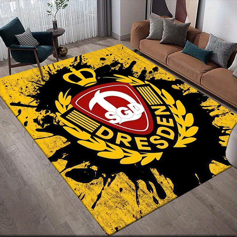 SG Dynamo Dresden Logo Flanell Bedruckter Teppich, Dekoration für Sofa zu Hause im Wohnzimmer & Schlafzimmer, Rutschfeste Spiel-Flanell-Bodenmatte für Spielzimmer