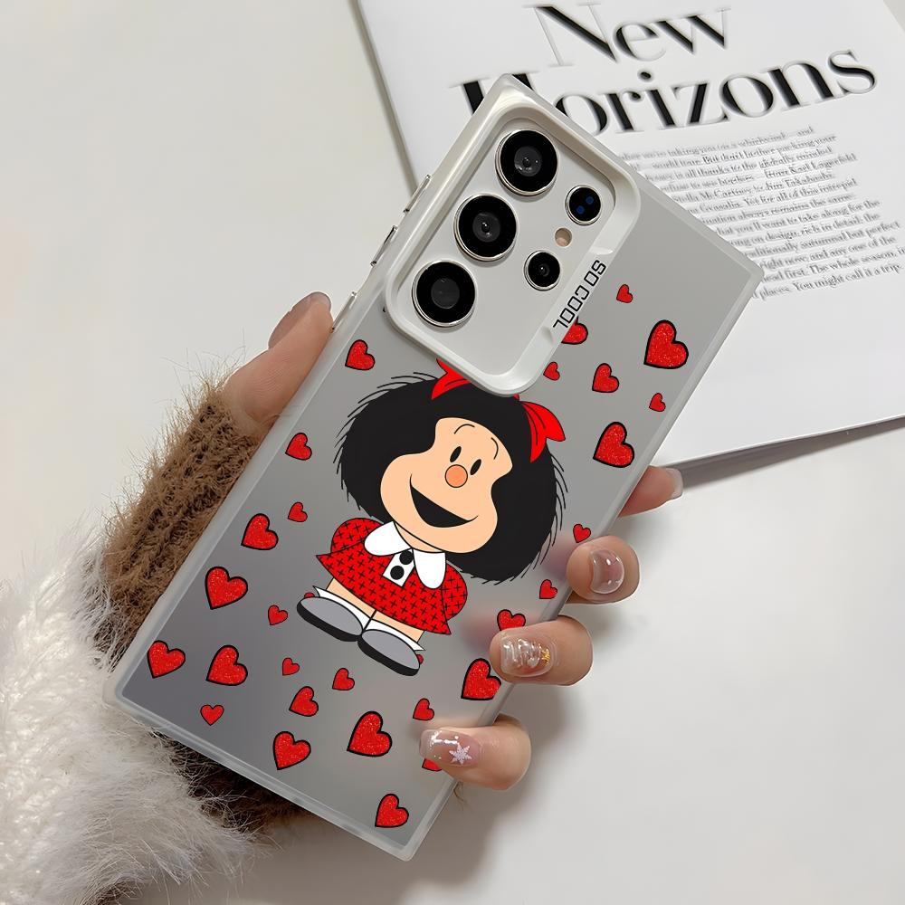 Cartoon Cute M-Mafalda Phone Case For Samsung Galaxy S25 Edge S24 S23 S22 S21 S20 Ultra Funda Silicone Silver Cover