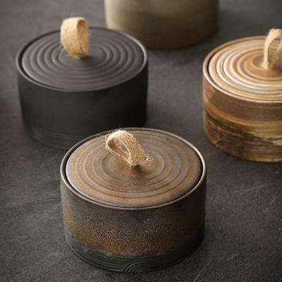Raues Töpferware Teebehälter Aufbewahrungsglas Retro Japanisch Handgefertigt Keramik Teebehälter Feuchtigkeitsdicht Versiegelt Zuhause Teelager