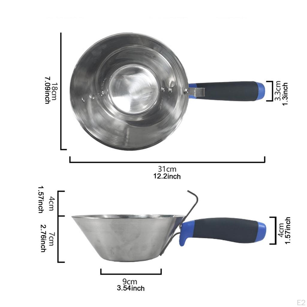 Eimer Edelstahl Mörtelwanne Schöpfkelle Bauwerkzeug für Maurerarbeiten DIY-Projekte Außen