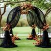2pcs 8meter Black Polyester Tulle Draping Fabric Wedding Arches Birthday Parties & Stage Decor Christmas Halloween St. Patrick's