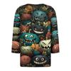 Women's T Shirt Tee Halloween Printed Button 3/4 Sleeve Tunic Daily Weekend Fashion Basic V- Neck Regular Top