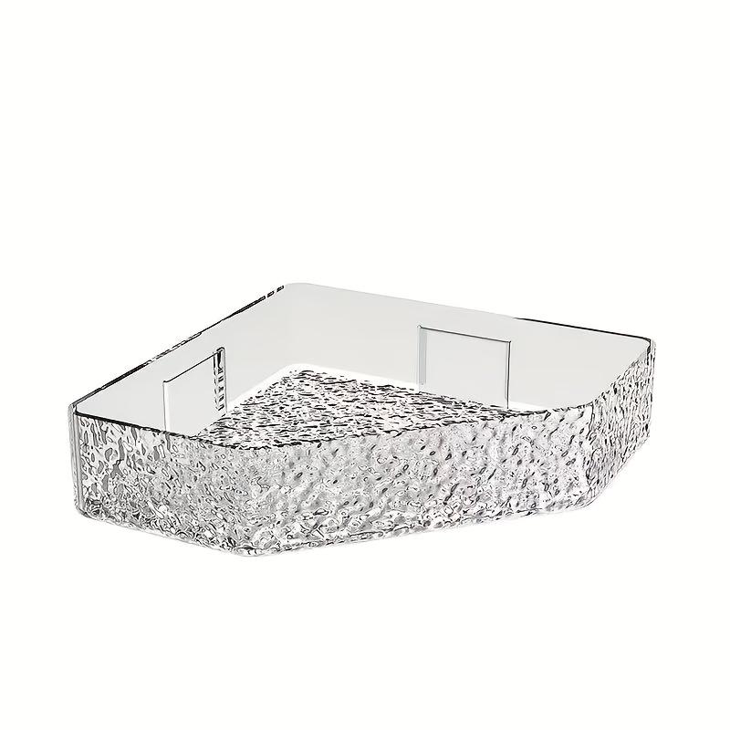 No-Drill Wall-Mounted Bathroom Shelves - Transparent Textured Design Shower Caddy & Skincare Organizer for Home, Multi-Room Compatible