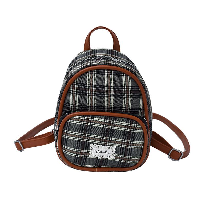 New Cartoon Plaid Backpack 2025 Korean Version Retro Premium Versatile Handbag Exquisite Women's Backpack
