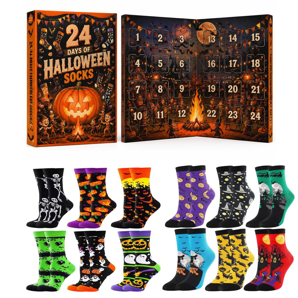 Halloween Socks Surprise Box with Pairs Assorted Patterns for Kids and Adults Party Favors