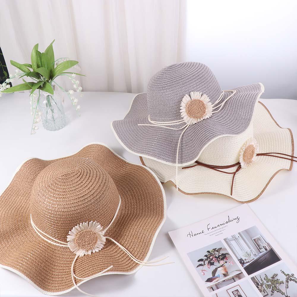 Spring Summer Bohemian Straw Hat Wide Brim Women's Sun Hat Trendy Folding Straw Hats  Girls