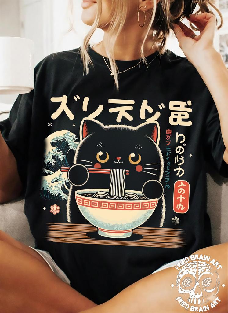 Ramen Cat T-Shirt: Kawaii Anime Foodie Tee