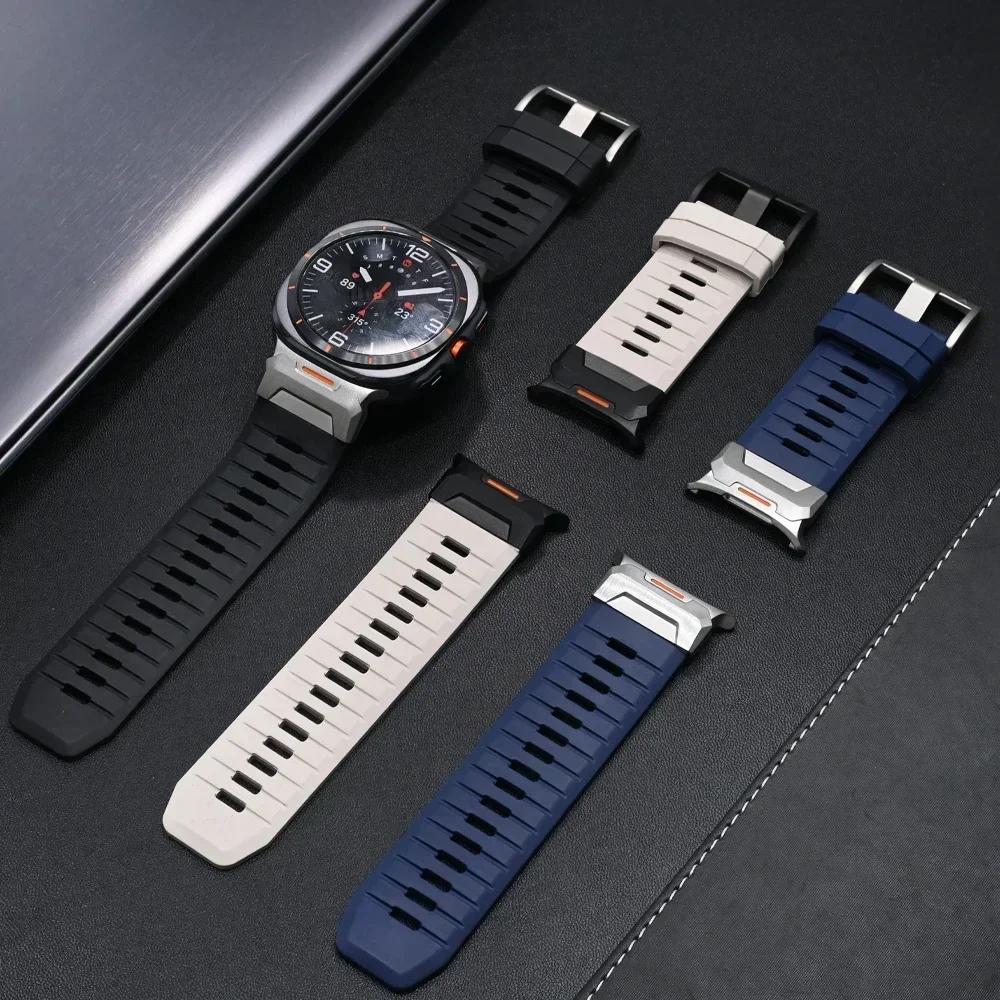 Stainless Steel Rubber Band for Samsung Galaxy Watch Ultra 47mm 2025 Soft Silicone Bracelet Men Strap for SAMSUNG ULTRA 7 Correa