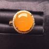 Fashionable Natural Ice Chalcedony Yellow Rings for Women Simple Retro Classic Egg Face Ring Banquet Jewelry Adjustable Opening