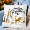 Throw Pillow Cushion Tear Resistant Washable Hidden Zipper High Quality Golden Color Pattern Christmas Throw Pillow Cushion