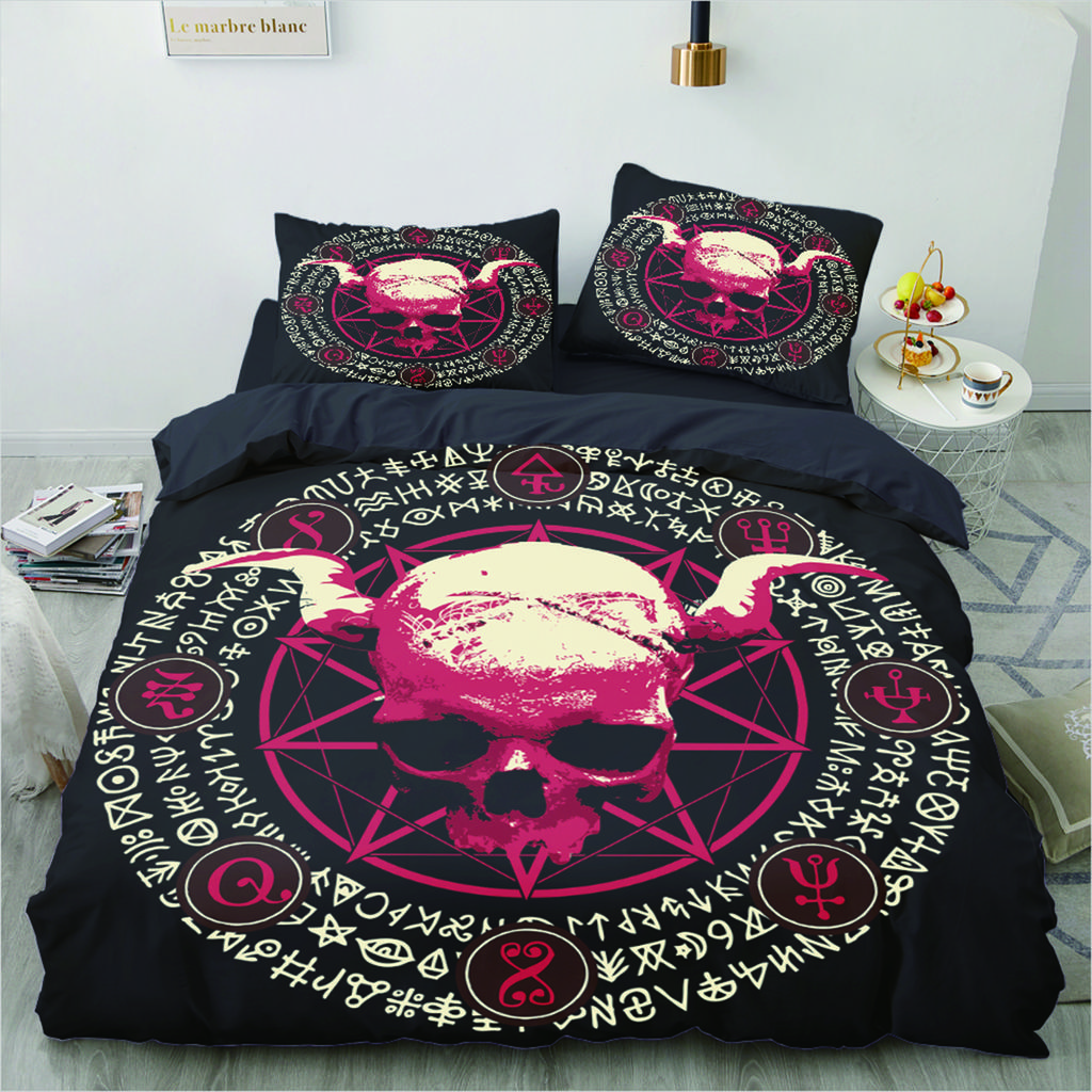 Skull Bedding Set Twin 140x200cm - Vintage Baroque Halloween Duvet Cover 2/3PCS, Luxury Skeleton Comforter cover,Gothic Bed Set