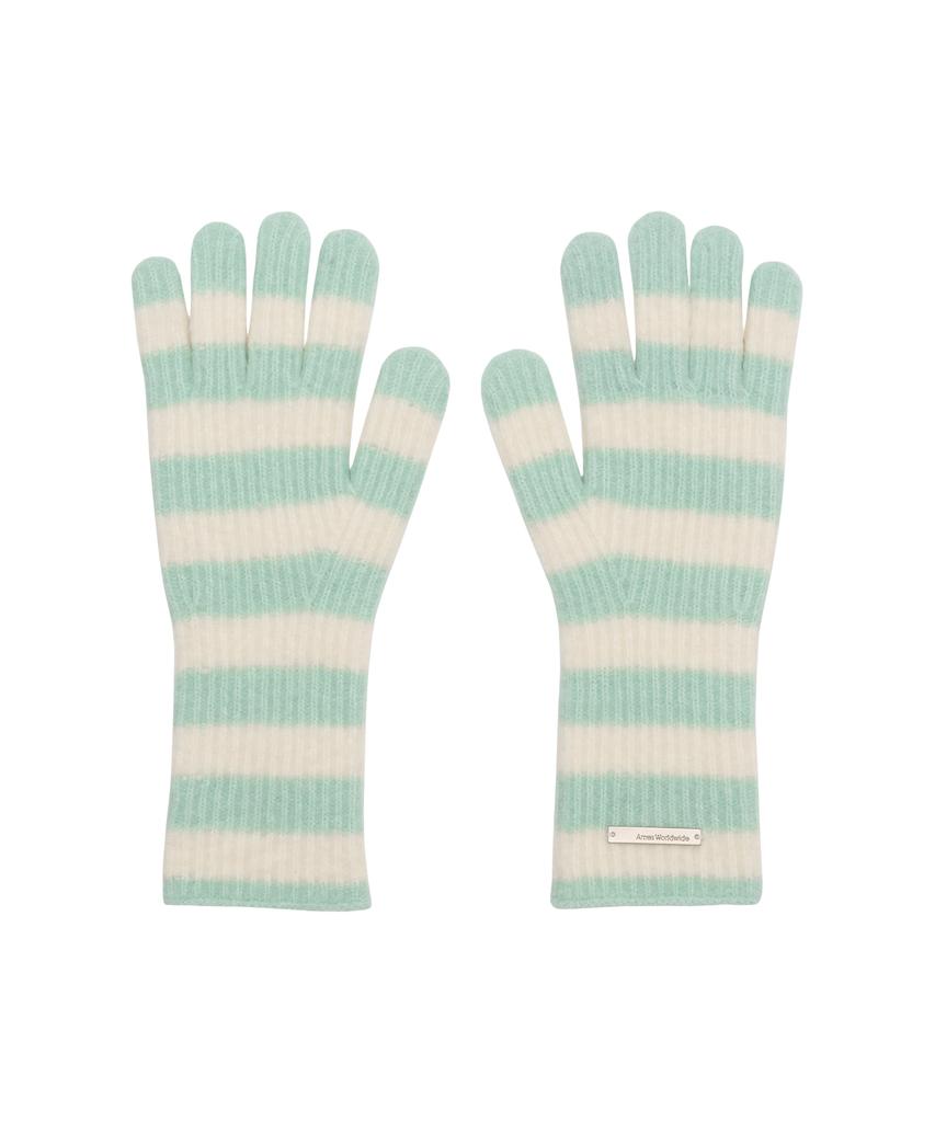 AMES-WORLDWIDE Hairy Stripe Gloves & Beanie Set Mint