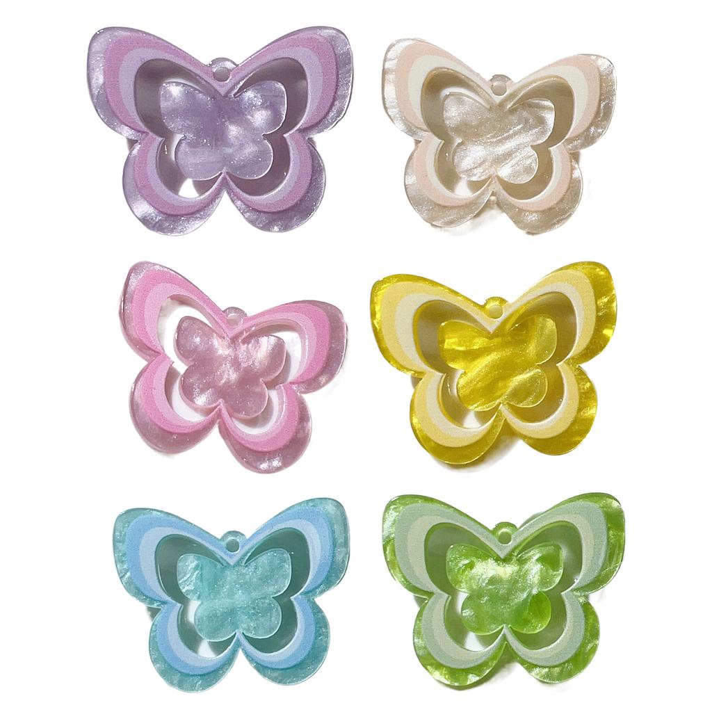 Exquisite Acrylic Hollow Butterfly Pendant Ideal for DIY Jewelry Making Acrylic Butterfly Charm with Hoop Necklaces
