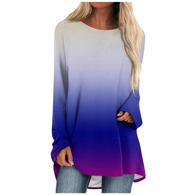 Damen Casual Mode Floral Print Langarm O-Ausschnitt Pullover Top Bluse T-Shirts Damen