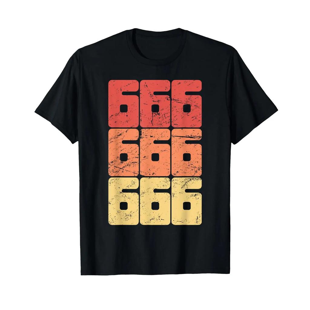 Retro Distressed Satanic 666 T Shirt Vintage Unisex Designer Clothes Homme Graphic Streetwear Casual Comfortable Soft