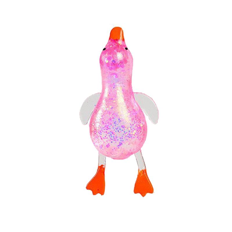 Aurora Squishy Duck Toy Cute Transparent Glitter Ultra Soft Squeeze Multicolor Non-Toxic Relaxation Focus Holiday Gift