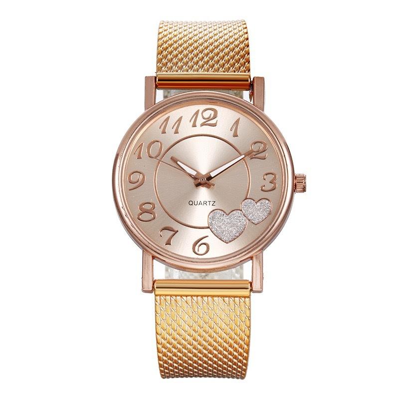 Factory Watch Female Student Casual Fashion Adhesive Mesh Belt Love Shaped Peach Heart Ladies Watch