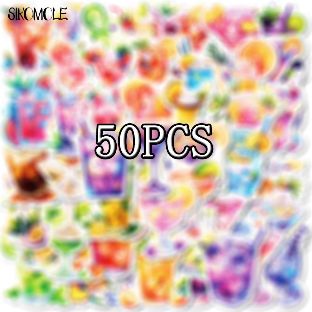 10 30 50Pcs Cartoon Cocktail Drinks Stickers Kawaii Mojito Aesthetic Diy Kid Travel Luggage Fridge Decal Graffiti Sticker Pack