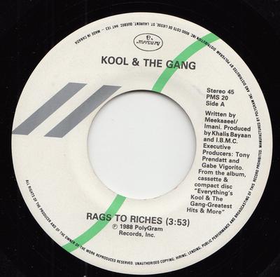 7inch Record KOOL & THE GANG - Rags To Riches PMS20 Mercury 1988 Canada Soul/Funk Used