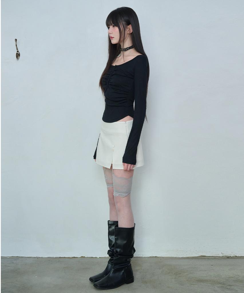 Leijeumiya Faye Soft Shirring Top [Black]