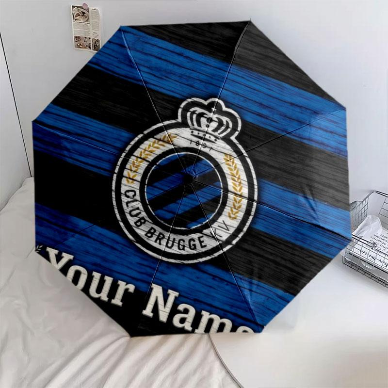 1 PC Automatic Folding Umbrella - Club Brugge KV Custom Name Pattern, Portable & Foldable Design with 8 Ribs, Christmas Birthday Gifts