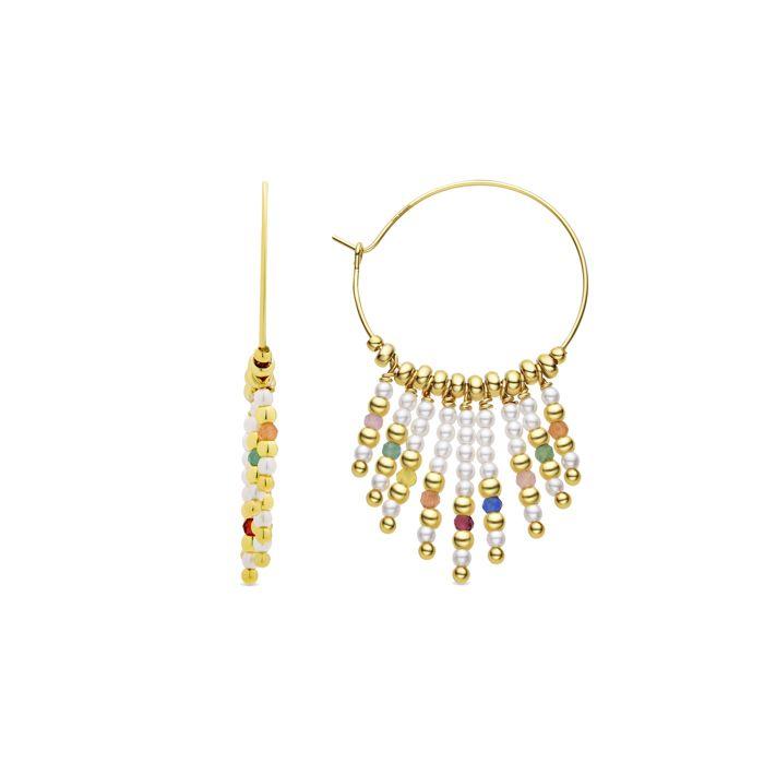 Luxenter 925 Sterling Silver and White Pearl Earrings 18k Yellow Gold Finish-Shay