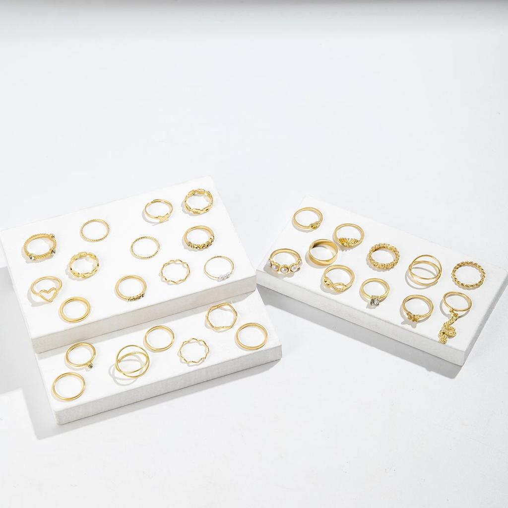 Fashionable European and American Style Imitation Pearl Love Ring Set With Multi Joint Opening Adjustable Female Niche Design Ring