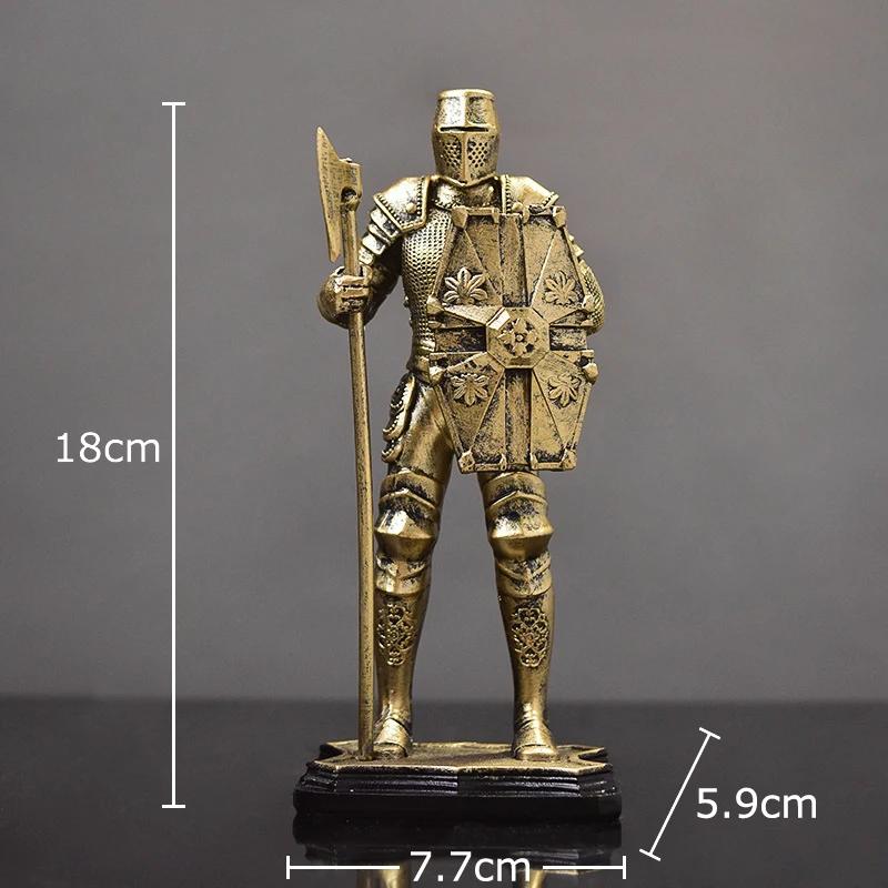 Rycerze Kreatywne Figurki Statua Dekoracja Biurka Ciężko Opancerzeni Rycerze Postacie Rzeźby z Żywicy Estetyczna Dekoracja Pokoju