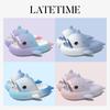 Rainbow Gradient Children's Shark Slippers - Cute, Non-slip Indoor Footwear for Kids.