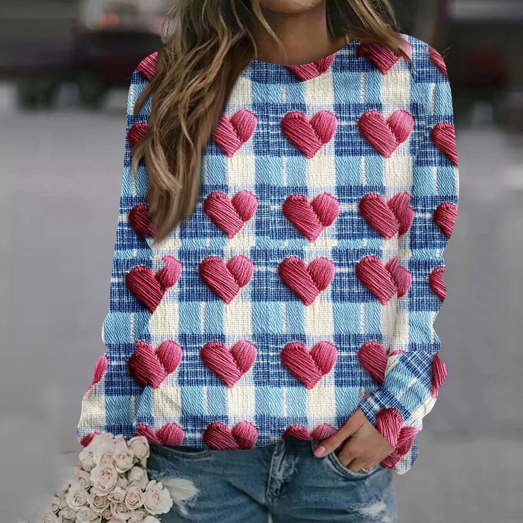 Women's Fashion Casual Long Sleeve  Printed Neck Sweatshirt Top