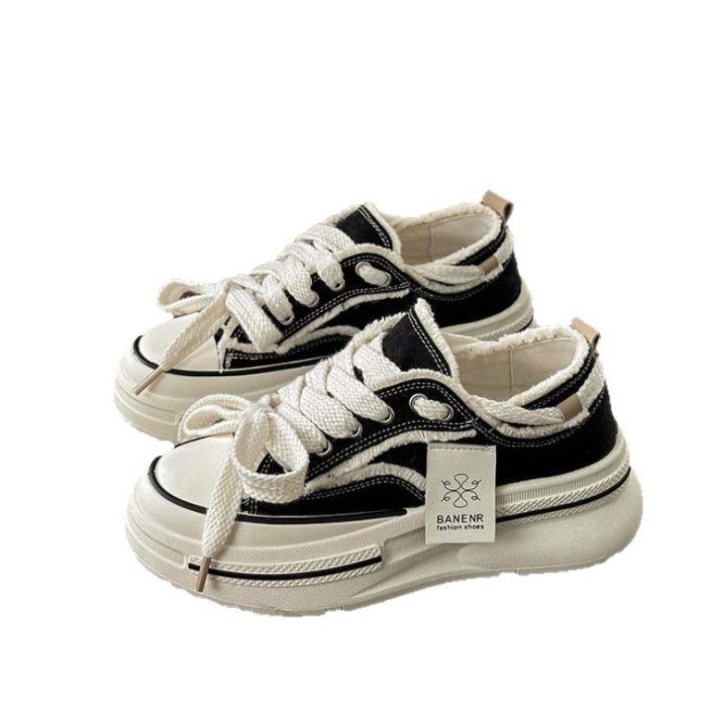 Platform Canvas Shoes Women's Shoes Autumn New Heightening Beggar Board Shoes Female Students Versatile White Shoes