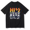 New Women HISS Fun Cat Printed T-shirt Summer Women Casual Breathable Fashion Trend Loose Round Neck Short Sleeve Tops T-shirt