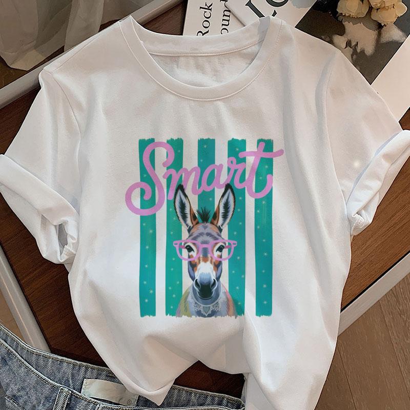 Smart Donkey Graphic T Shirts Funny Animal Meme Design Tshirt Unisex Summer Short Sleeve Tshirt Casual Round Neck Tops