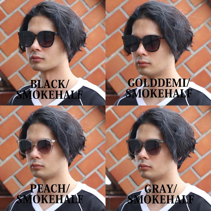 EIGHT Big Frame Sunglasses for Men and Flat with American Casual Surf Half F Women, Type, Case, Style, Gray/Smoke